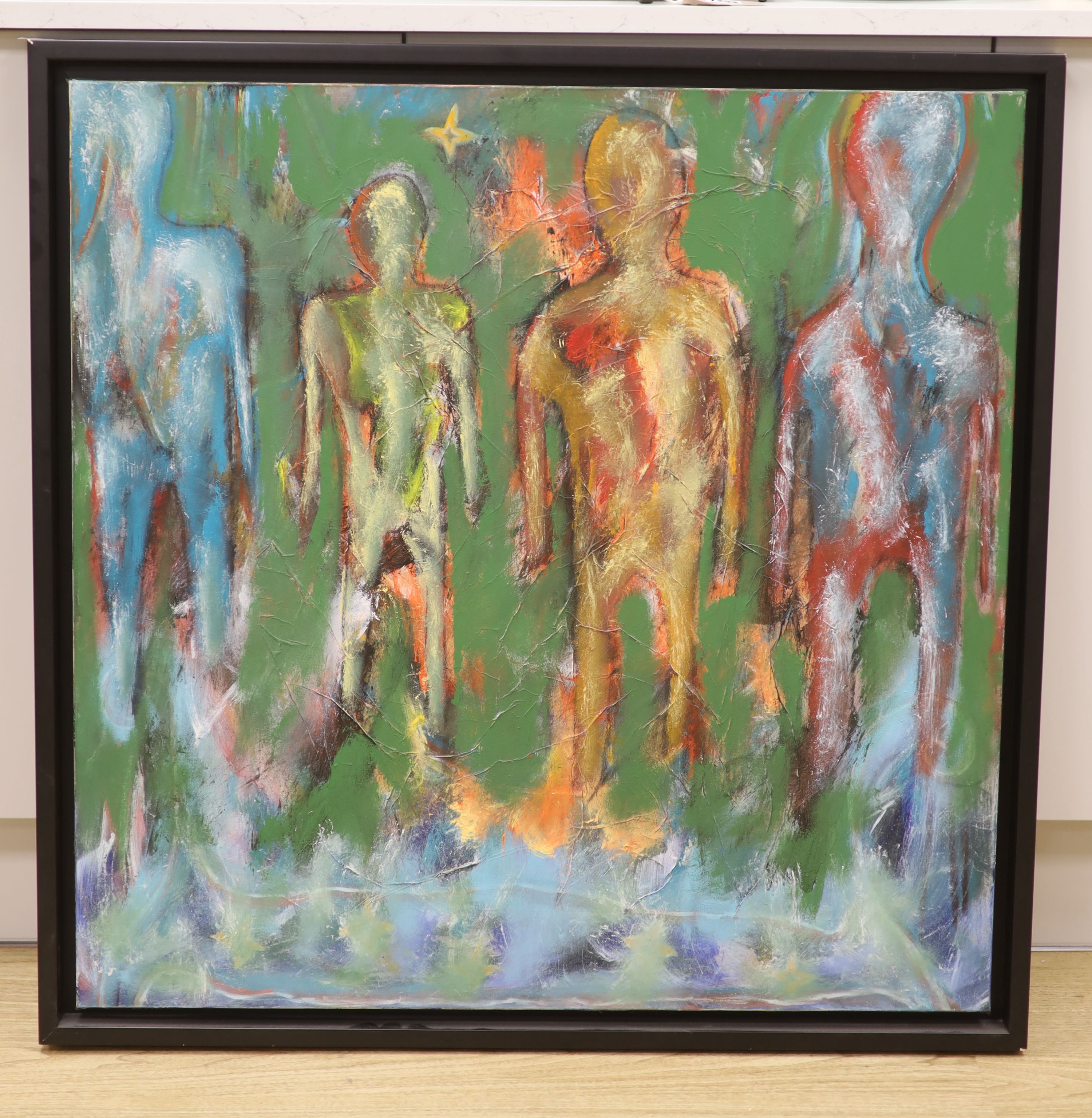 Muriel Ferstenberg (b.1966), oil on canvas, Untitled, monogram to verso, 80 x 80cm